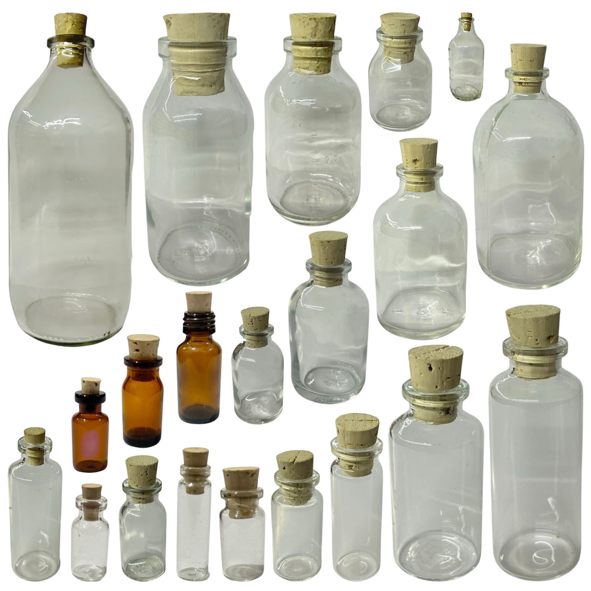 Botellas de cristal con tapón de corcho