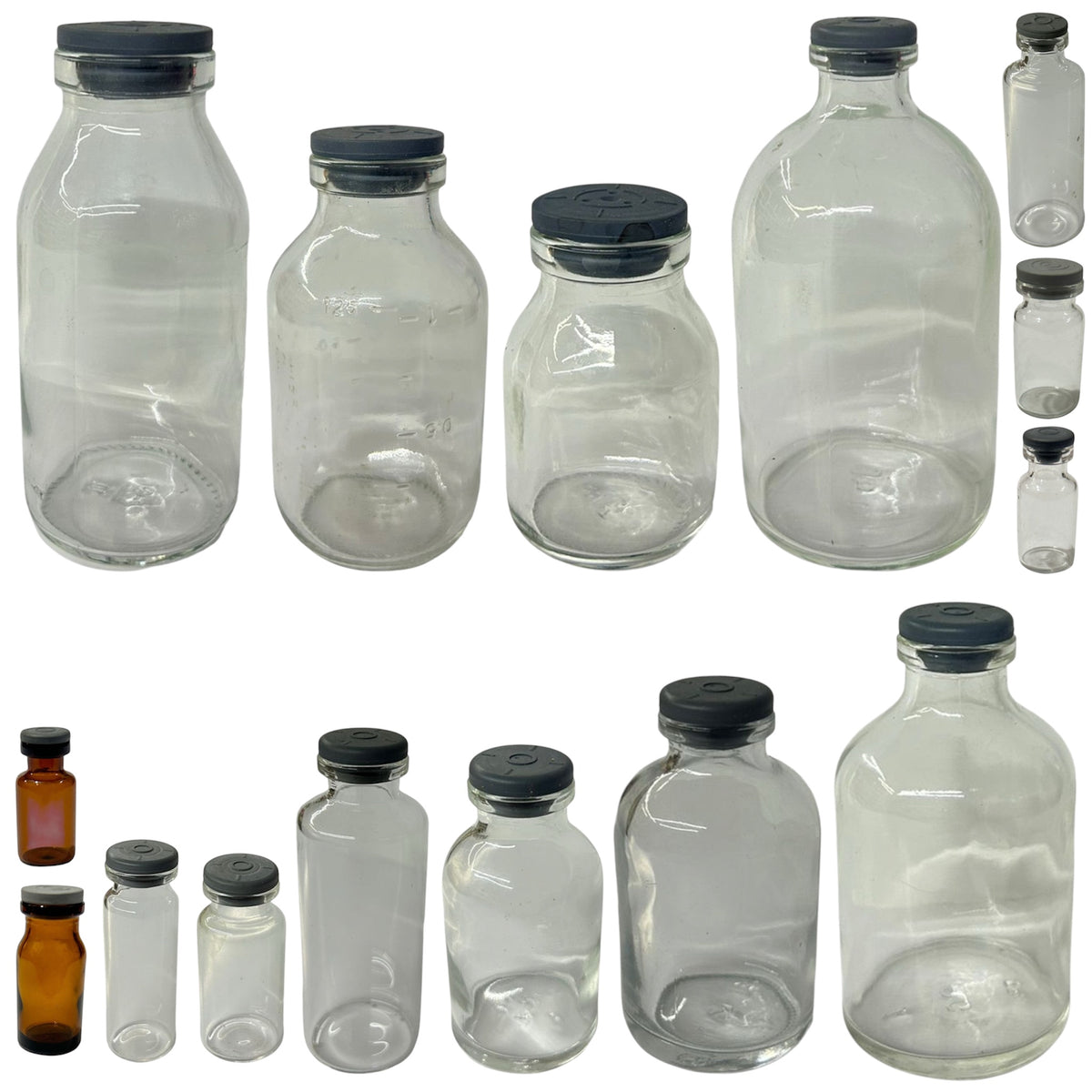 Botellas de cristal con tapón de caucho