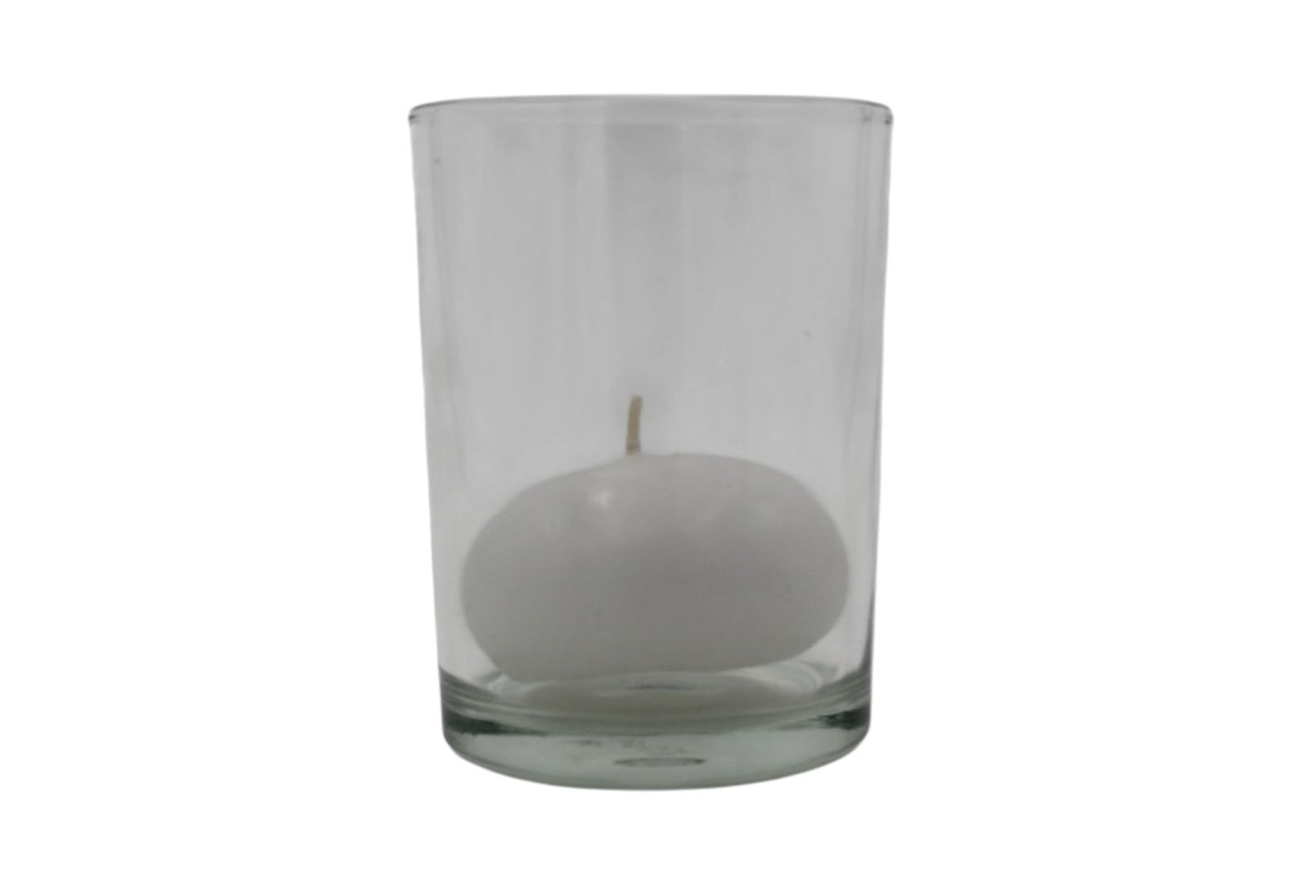 Vela flotante blanca en vaso de cristal reutilizable