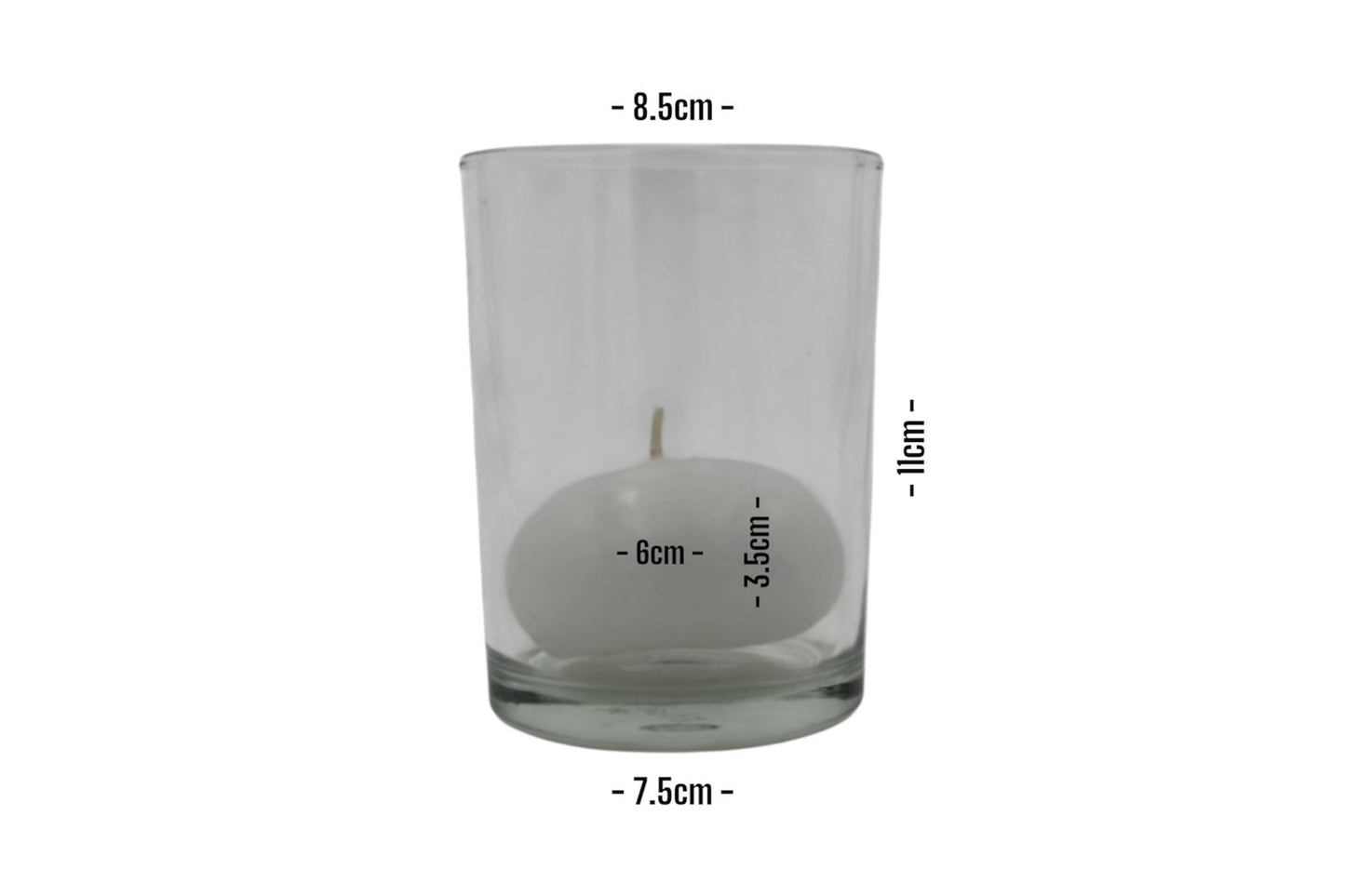 Vela flotante blanca en vaso de cristal reutilizable