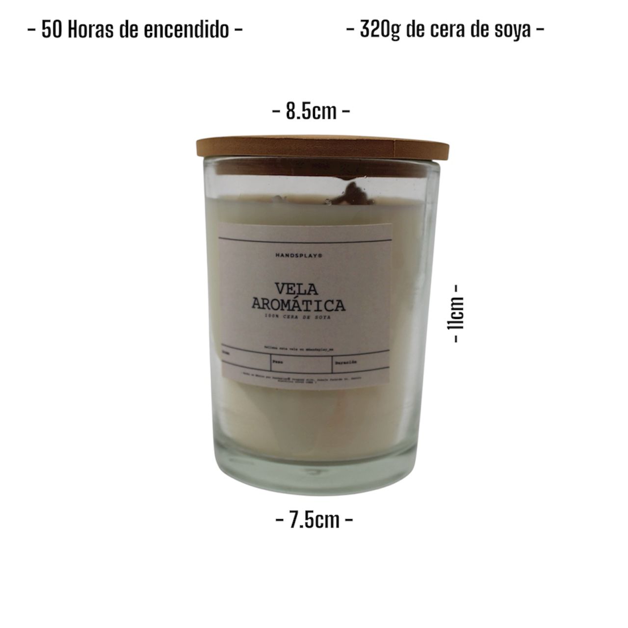 Vela aromática de cera de soya en vaso de cristal