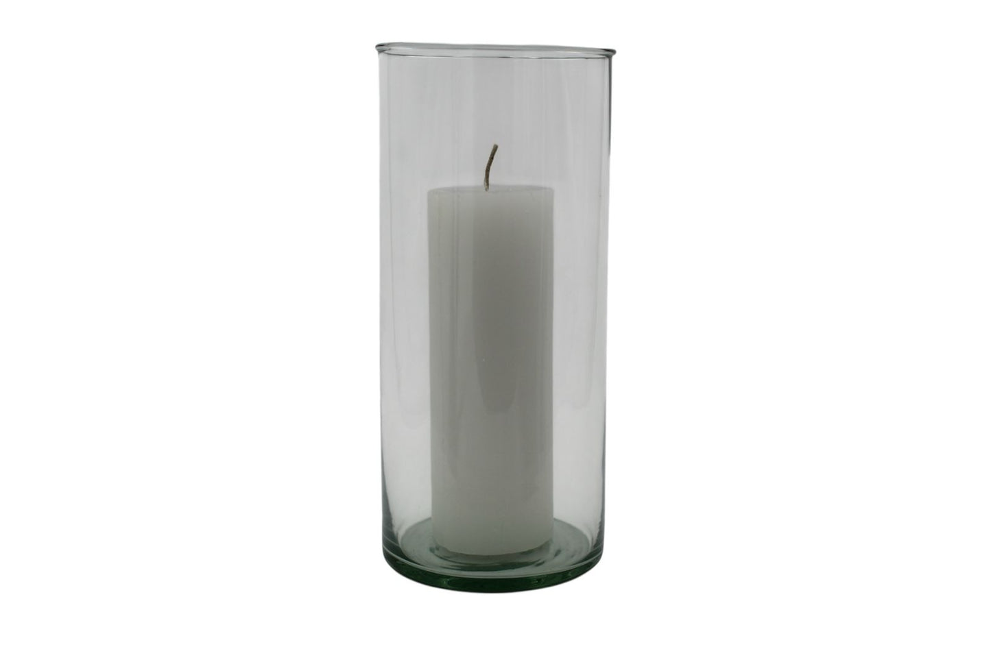 Cirio Blanco en cilindro de Cristal 3.5x8 pulgadas