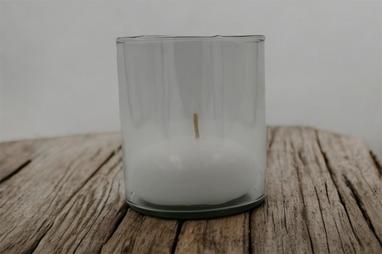 Vela flotante grande en vaso de cristal