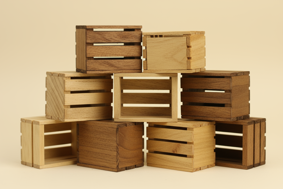 Me gusta la ultima imagen que creaste pero me parece que antes que mostrar el taller, ahora me gustaria que destaquen los huacales de madera , las cajitas, contempl que pusiste muchas medidas gigantes que yo no trabajo , contempla que son medidas más pequeñas y no tan altos, las medidas las tienes aquí, la altura de los huacales son chicas, la altura es de 10cm