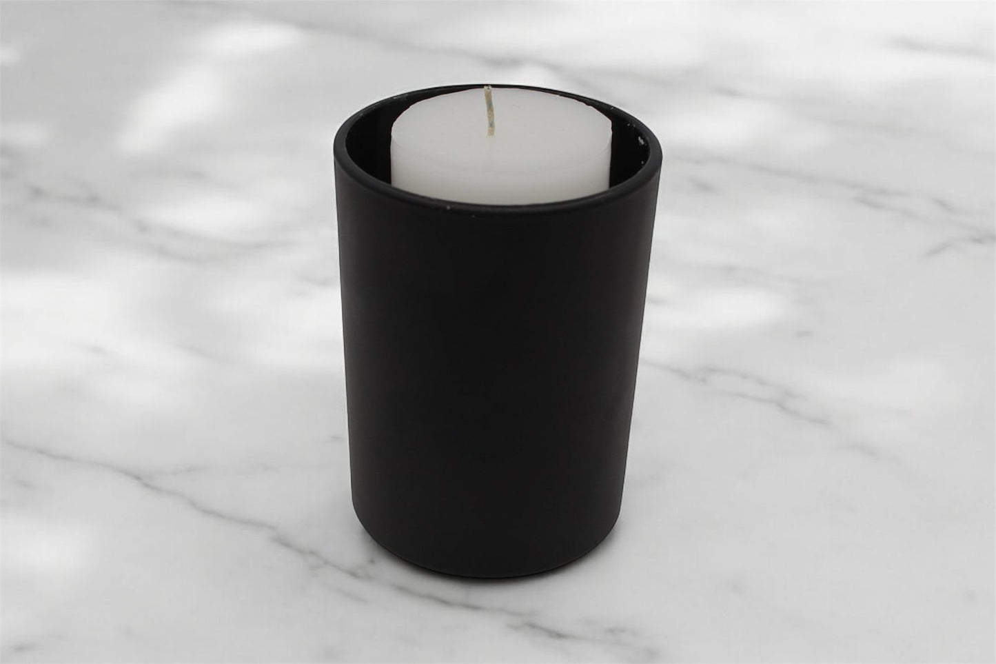 Vela en vaso de cristal negro mate