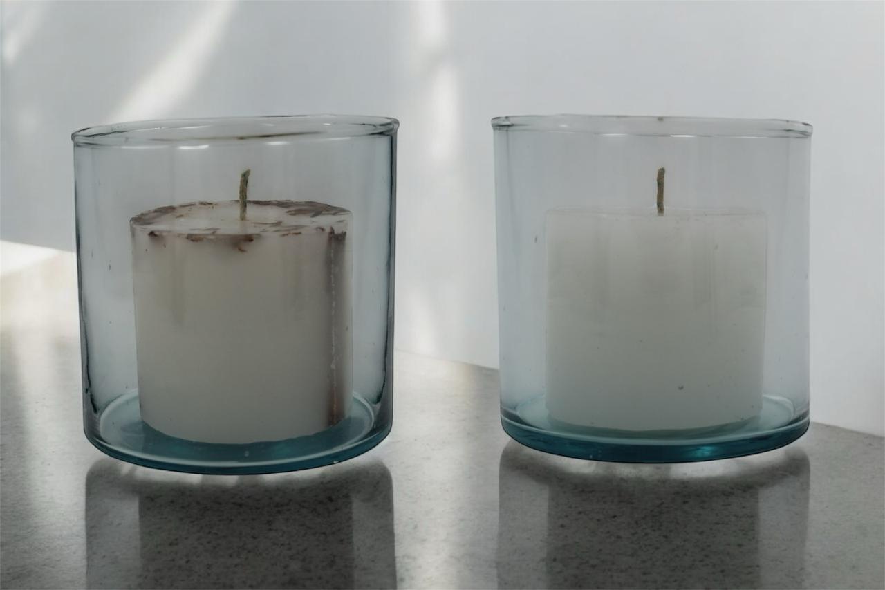 Vela en cilindro de cristal