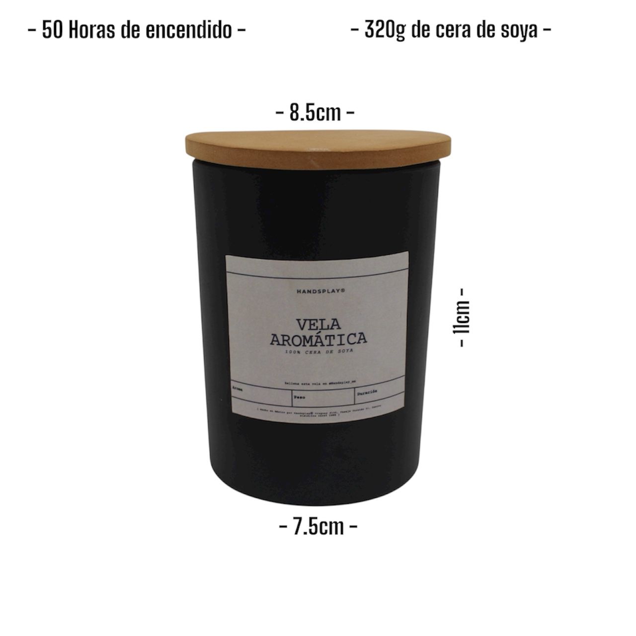 Vela aromática de cera de soya en vaso de cristal negro