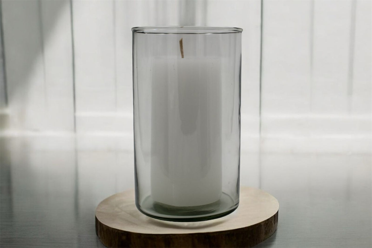 Cirio XL Blanco en cilindro de Cristal 4x6 pulgadas