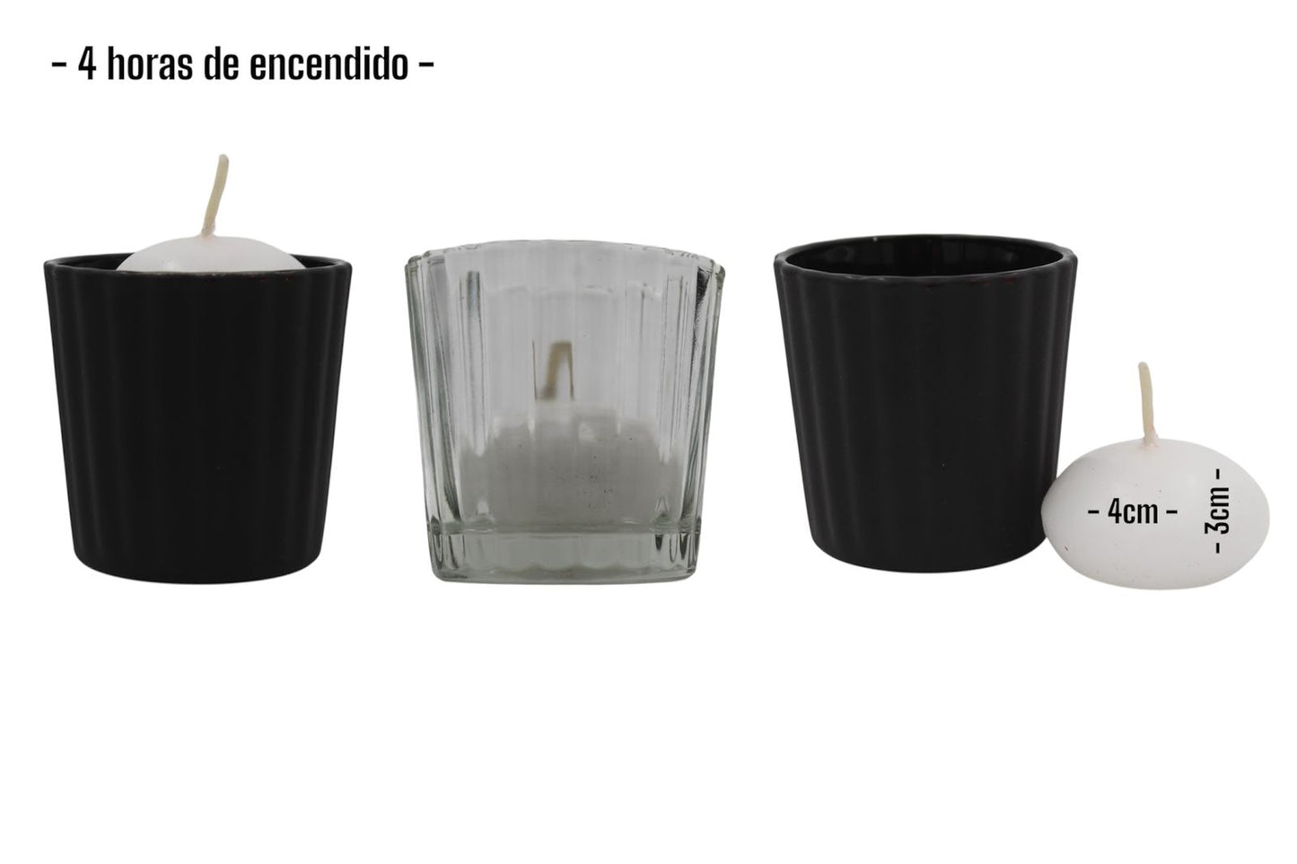 Vela flotante en vaso estriado