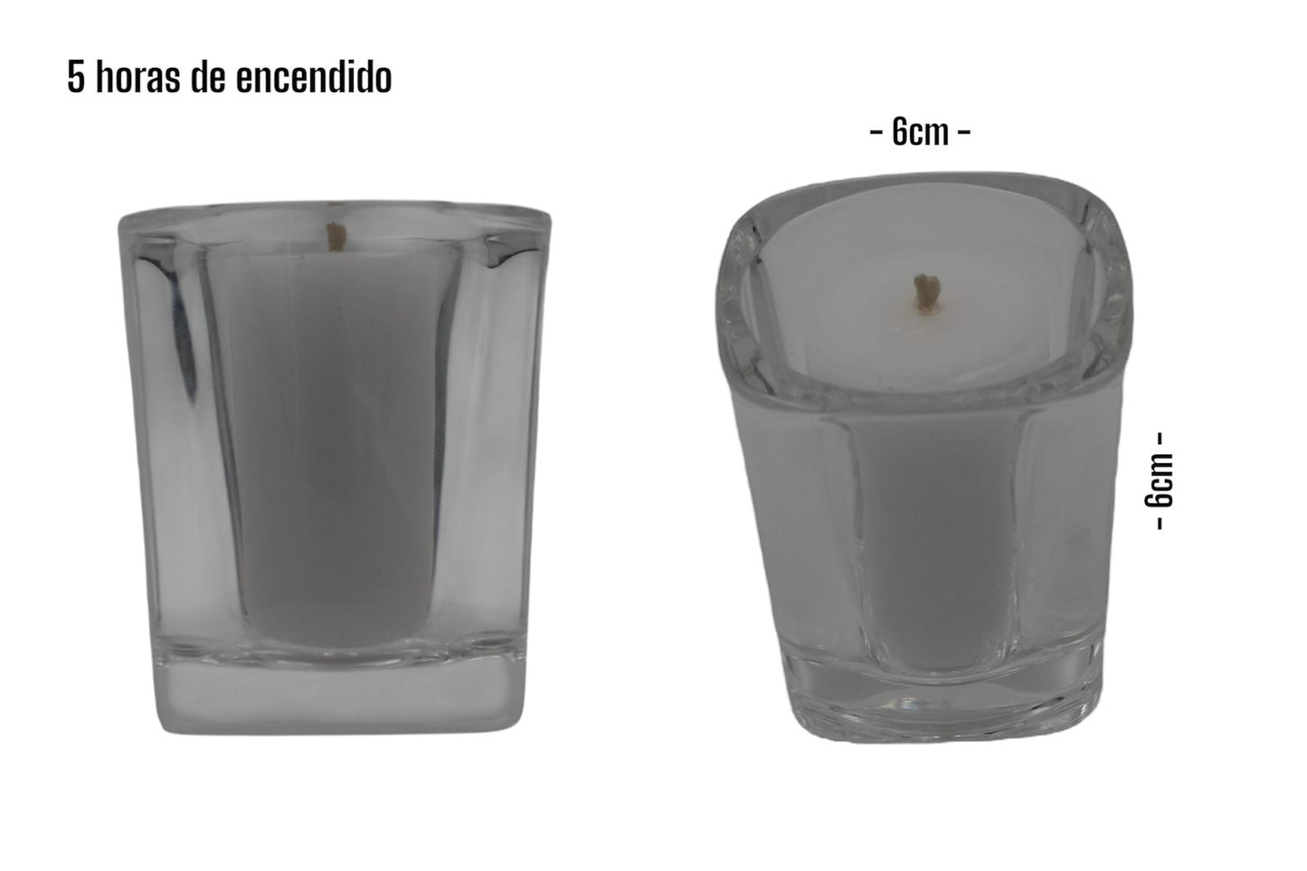 Vela blanca envase cuadrado de cristal