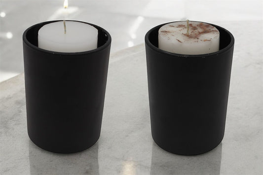 Vela en vaso de cristal negro mate